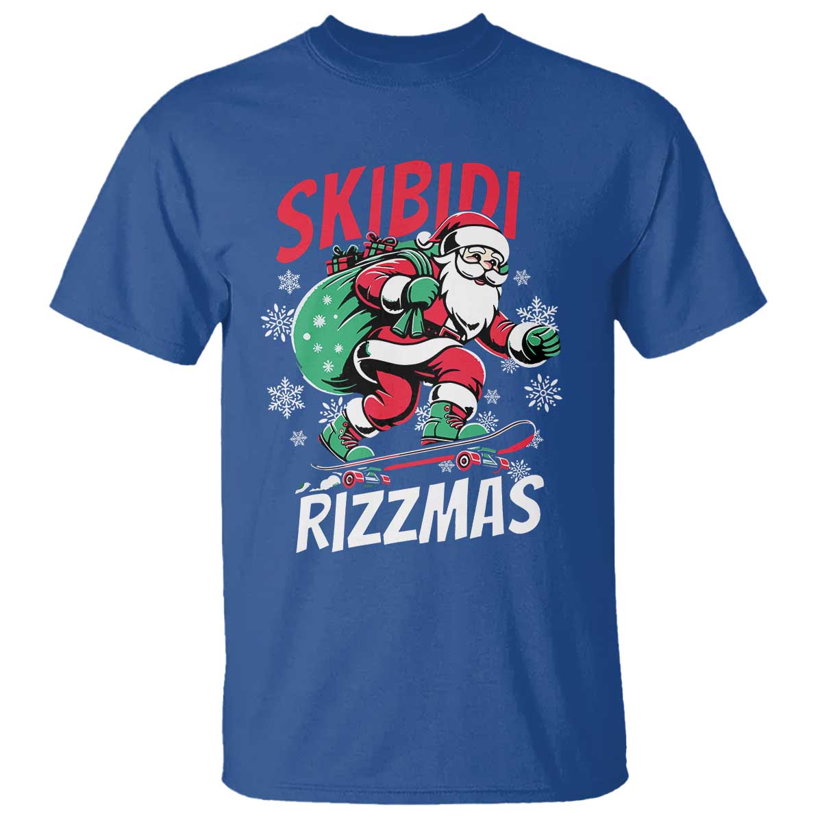 Funny Santa Rizz Christmas T Shirt Retro Skibidi Rizzmas Claus Skating Board Xmas - Wonder Print Shop