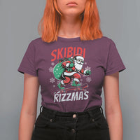 Funny Santa Rizz Christmas T Shirt For Women Retro Skibidi Rizzmas Claus Skating Board Xmas - Wonder Print Shop