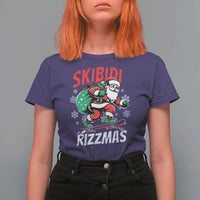 Funny Santa Rizz Christmas T Shirt For Women Retro Skibidi Rizzmas Claus Skating Board Xmas - Wonder Print Shop