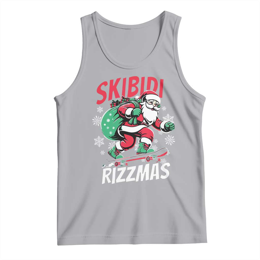 Funny Santa Rizz Christmas Tank Top Retro Skibidi Rizzmas Claus Skating Board Xmas