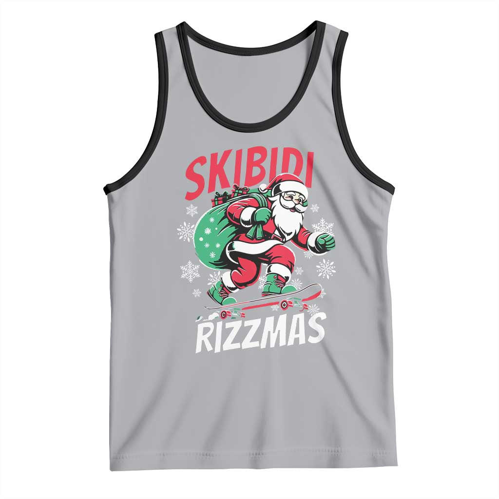 Funny Santa Rizz Christmas Tank Top Retro Skibidi Rizzmas Claus Skating Board Xmas