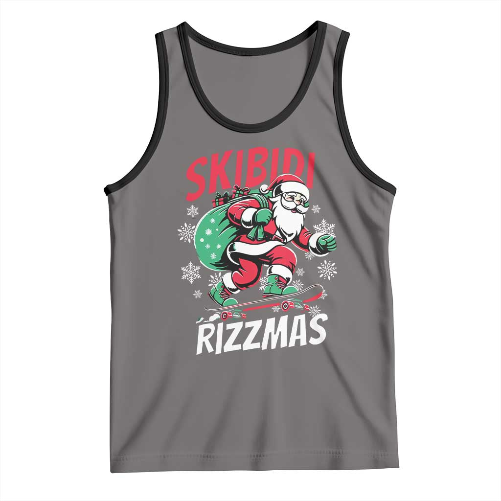 Funny Santa Rizz Christmas Tank Top Retro Skibidi Rizzmas Claus Skating Board Xmas