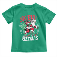 Funny Santa Rizz Christmas Toddler T Shirt Retro Skibidi Rizzmas Claus Skating Board Xmas