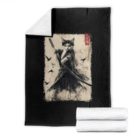 Samurai Cat Graphic Throw Blanket Warrior Vintage Japanese Art Anime - Wonder Print Shop