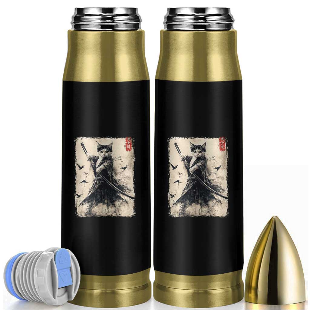 Samurai Cat Graphic Bullet Tumbler Warrior Vintage Japanese Art Anime - Wonder Print Shop