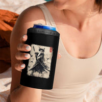 Samurai Cat Graphic 4 in 1 Can Cooler Tumbler Warrior Vintage Japanese Art Anime - Wonder Print Shop