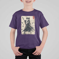 Samurai Cat Graphic T Shirt For Kid Warrior Vintage Japanese Art Anime - Wonder Print Shop