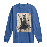 Samurai Cat Graphic Long Sleeve Shirt Warrior Vintage Japanese Art Anime - Wonder Print Shop