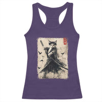 Samurai Cat Graphic Racerback Tank Top Warrior Vintage Japanese Art Anime - Wonder Print Shop