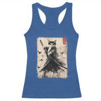 Samurai Cat Graphic Racerback Tank Top Warrior Vintage Japanese Art Anime - Wonder Print Shop