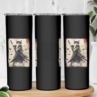 Samurai Cat Graphic Skinny Tumbler Warrior Vintage Japanese Art Anime - Wonder Print Shop