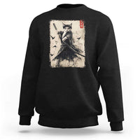 Samurai Cat Graphic Sweatshirt Warrior Vintage Japanese Art Anime - Wonder Print Shop