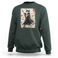 Samurai Cat Graphic Sweatshirt Warrior Vintage Japanese Art Anime - Wonder Print Shop