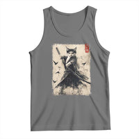 Samurai Cat Graphic Tank Top Warrior Vintage Japanese Art Anime - Wonder Print Shop