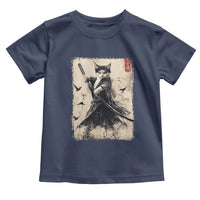 Samurai Cat Graphic Toddler T Shirt Warrior Vintage Japanese Art Anime - Wonder Print Shop