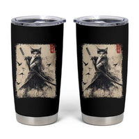 Samurai Cat Graphic Tumbler Cup Warrior Vintage Japanese Art Anime - Wonder Print Shop