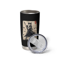 Samurai Cat Graphic Tumbler Cup Warrior Vintage Japanese Art Anime - Wonder Print Shop