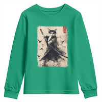 Samurai Cat Graphic Youth Sweatshirt Warrior Vintage Japanese Art Anime - Wonder Print Shop