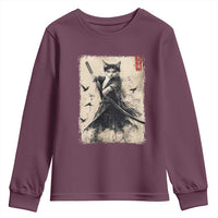 Samurai Cat Graphic Youth Sweatshirt Warrior Vintage Japanese Art Anime - Wonder Print Shop