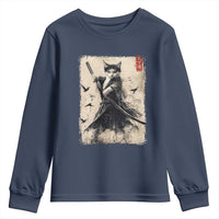 Samurai Cat Graphic Youth Sweatshirt Warrior Vintage Japanese Art Anime - Wonder Print Shop