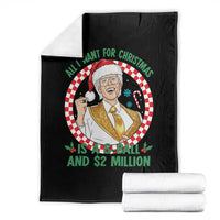 Funny Christmas Wish Billy Meme Throw Blanket A 8 Ball and 2 Million Dollars Baby Uncle Santa Hat - Wonder Print Shop