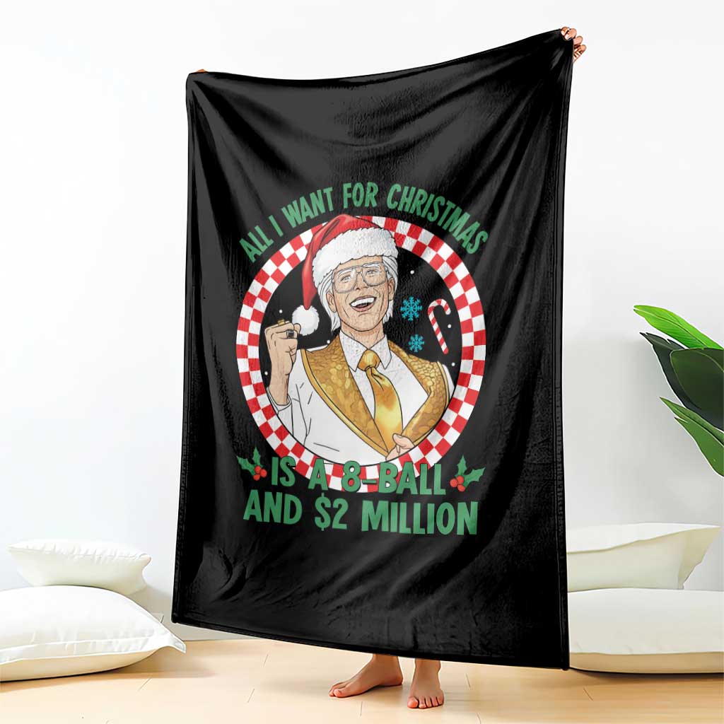 Funny Christmas Wish Billy Meme Throw Blanket A 8 Ball and 2 Million Dollars Baby Uncle Santa Hat - Wonder Print Shop