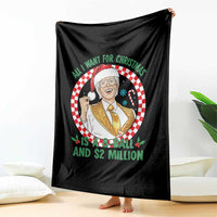 Funny Christmas Wish Billy Meme Throw Blanket A 8 Ball and 2 Million Dollars Baby Uncle Santa Hat - Wonder Print Shop