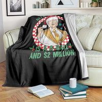 Funny Christmas Wish Billy Meme Throw Blanket A 8 Ball and 2 Million Dollars Baby Uncle Santa Hat - Wonder Print Shop