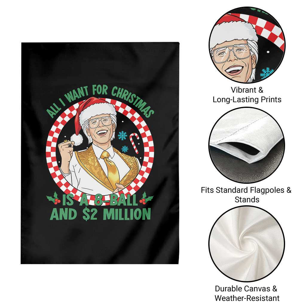 Funny Christmas Wish Billy Meme Garden Flag A 8 Ball and 2 Million Dollars Baby Uncle Santa Hat - Wonder Print Shop