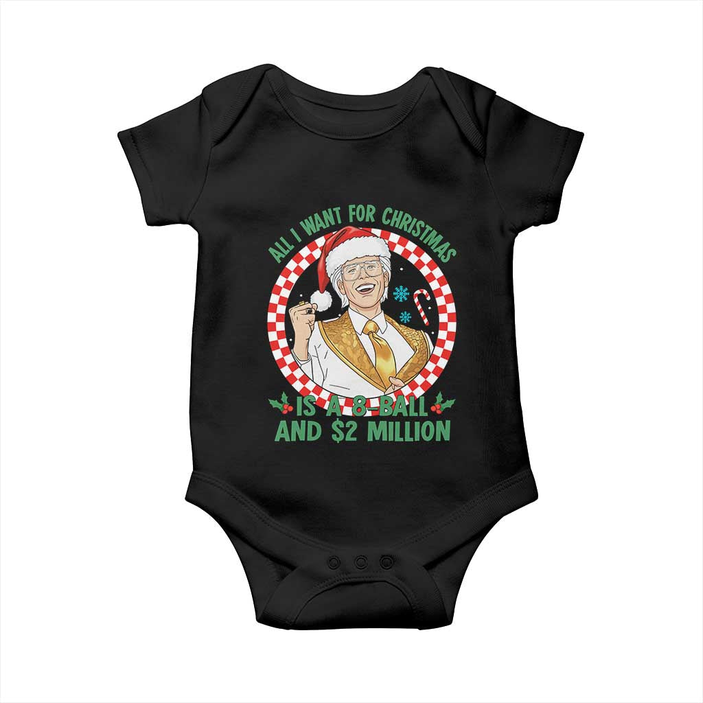 Funny Christmas Wish Billy Meme Baby Onesie A 8 Ball and 2 Million Dollars Baby Uncle Santa Hat - Wonder Print Shop