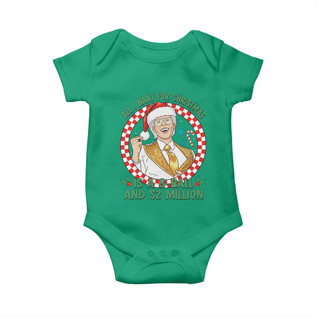 Funny Christmas Wish Billy Meme Baby Onesie A 8 Ball and 2 Million Dollars Baby Uncle Santa Hat - Wonder Print Shop