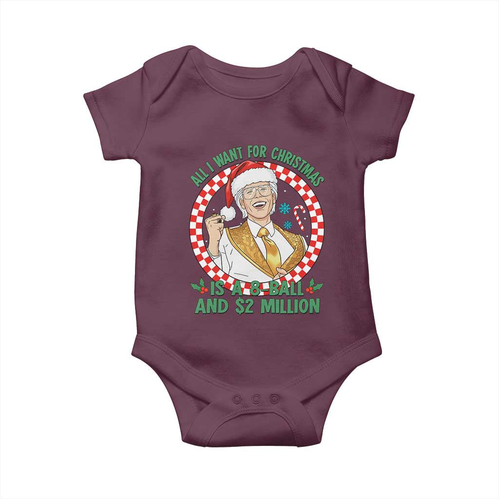 Funny Christmas Wish Billy Meme Baby Onesie A 8 Ball and 2 Million Dollars Baby Uncle Santa Hat - Wonder Print Shop