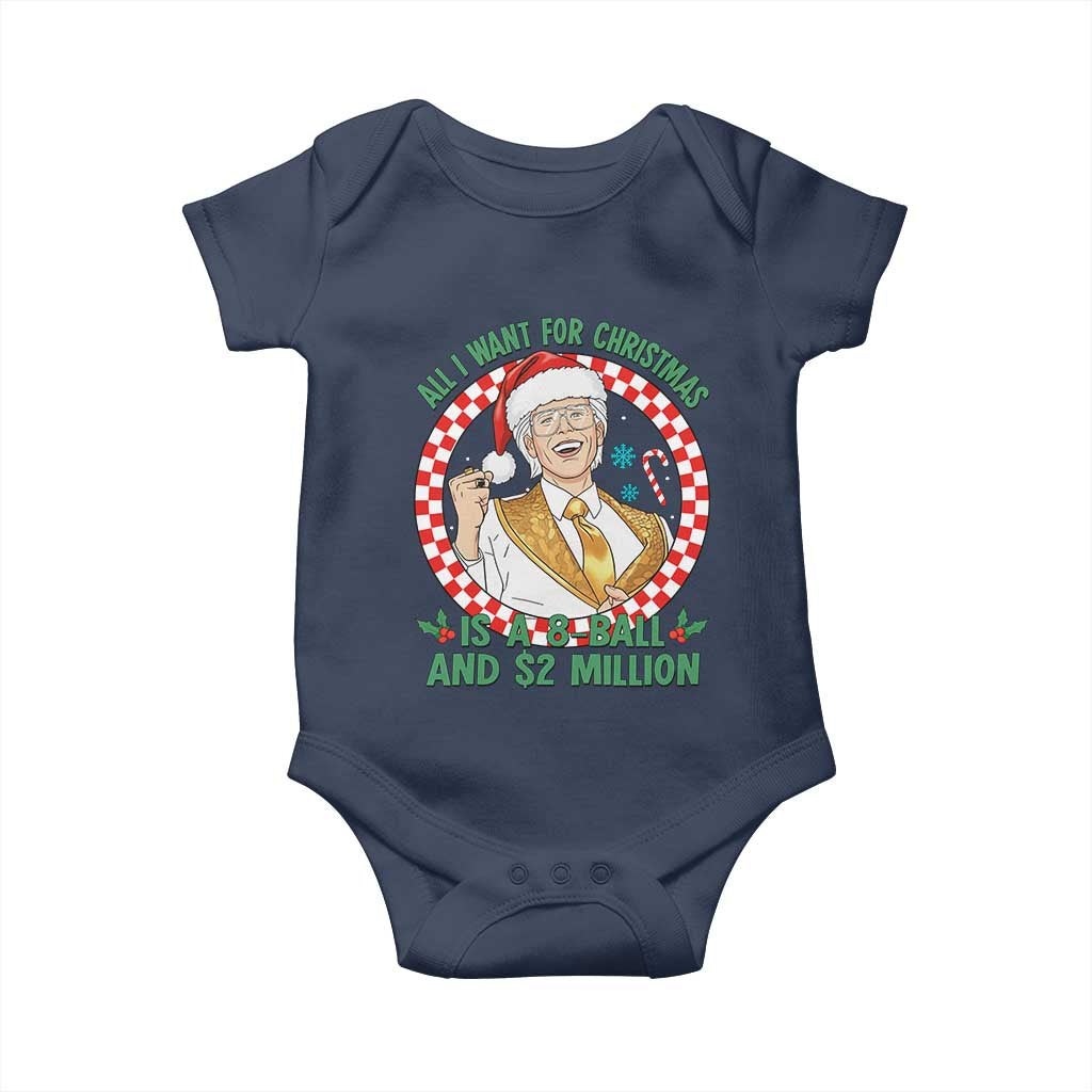 Funny Christmas Wish Billy Meme Baby Onesie A 8 Ball and 2 Million Dollars Baby Uncle Santa Hat - Wonder Print Shop