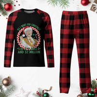 Funny Christmas Wish Billy Meme Plaid Pajama Set A 8 Ball and 2 Million Dollars Baby Uncle Santa Hat - Wonder Print Shop