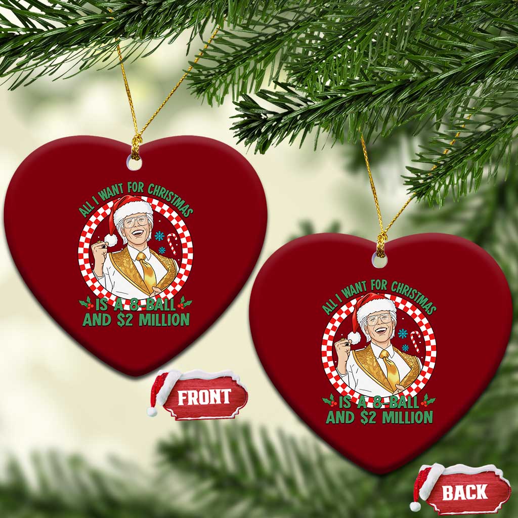 Funny Christmas Wish Billy Meme Ceramic Ornament A 8 Ball and 2 Million Dollars Baby Uncle Santa Hat - Wonder Print Shop