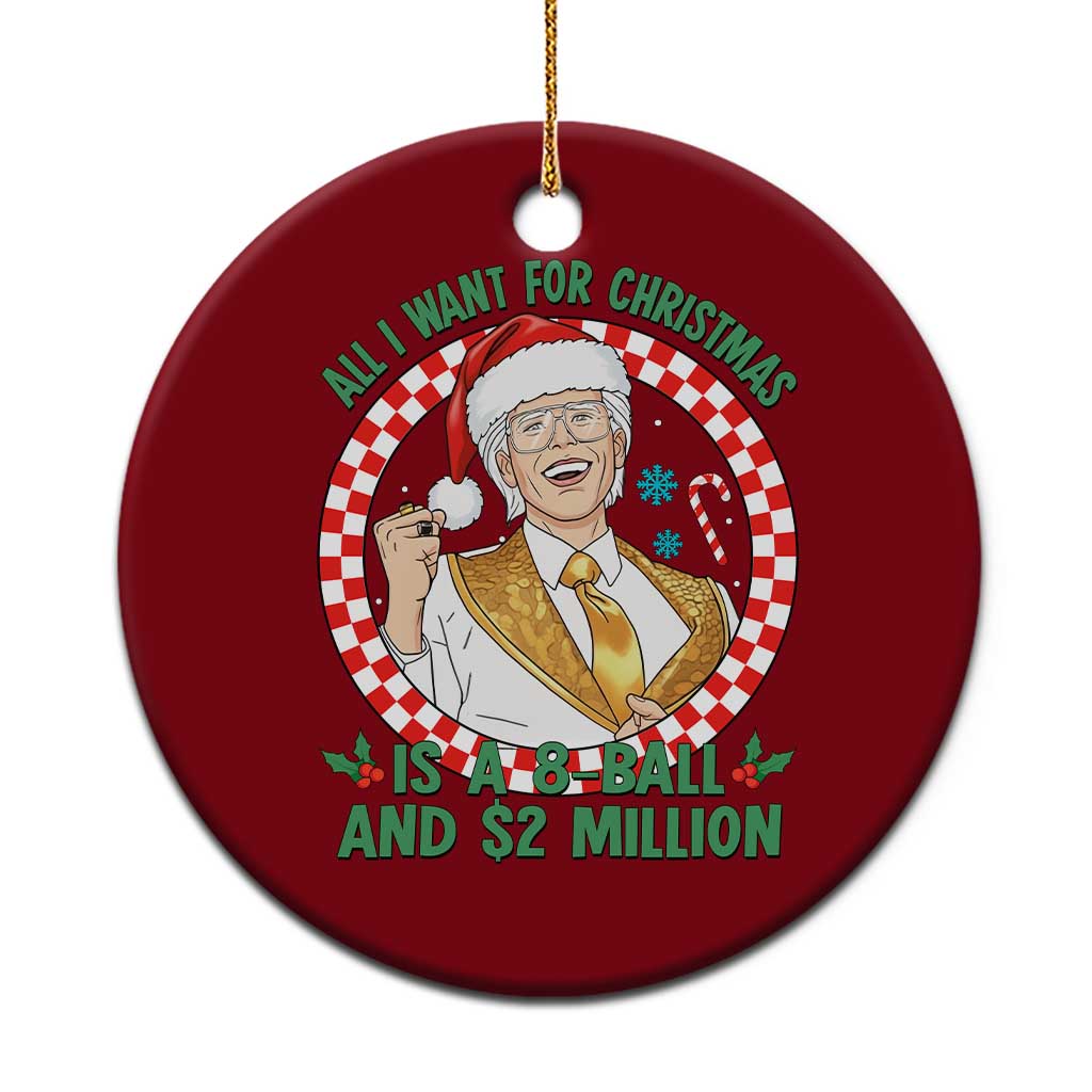 Funny Christmas Wish Billy Meme Ceramic Ornament A 8 Ball and 2 Million Dollars Baby Uncle Santa Hat - Wonder Print Shop