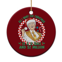 Funny Christmas Wish Billy Meme Ceramic Ornament A 8 Ball and 2 Million Dollars Baby Uncle Santa Hat - Wonder Print Shop
