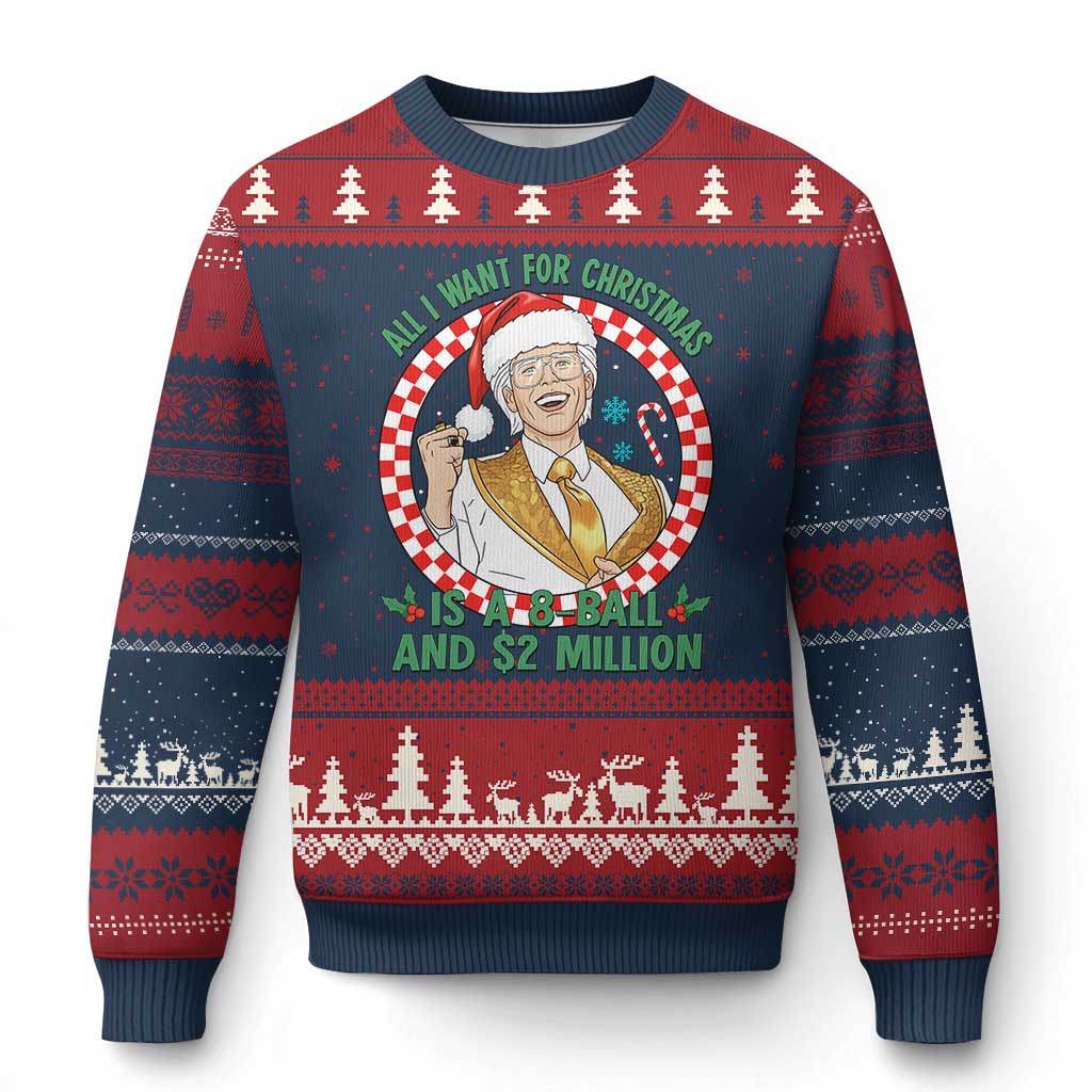 Funny Xmas Wish Billy Meme Ugly Christmas Sweater A 8 Ball and 2 Million Dollars Baby Uncle Santa Hat - Wonder Print Shop