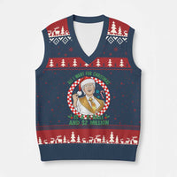 Funny Xmas Wish Billy Meme V-Neck Knit Sweater Vest A 8 Ball and 2 Million Dollars Baby Uncle Santa Hat - Wonder Print Shop