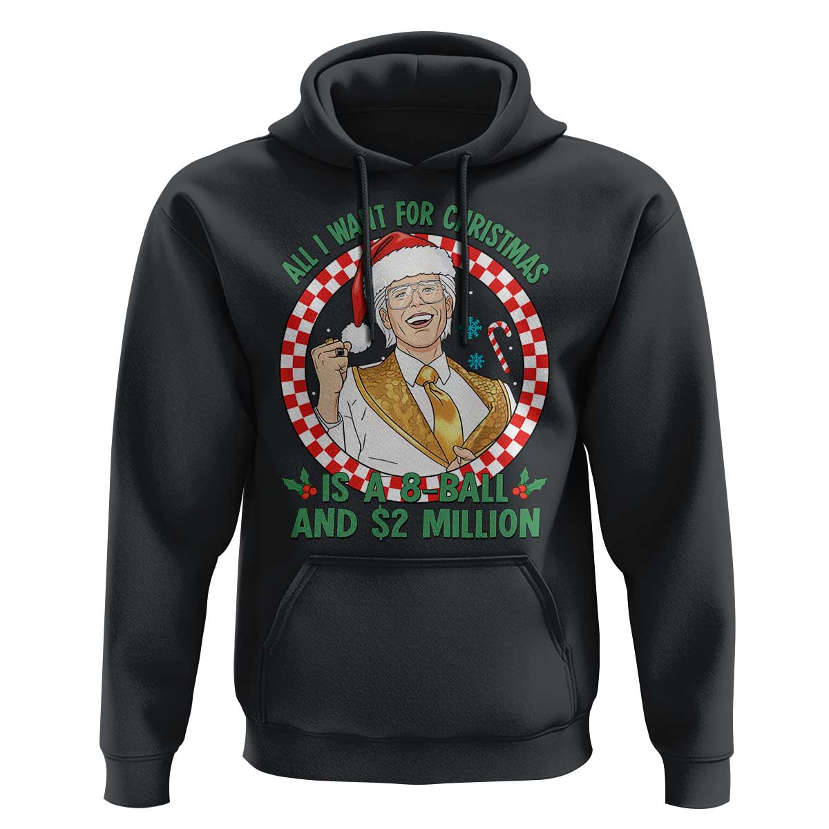 Funny Christmas Wish Billy Meme Hoodie A 8 Ball and 2 Million Dollars Baby Uncle Santa Hat - Wonder Print Shop