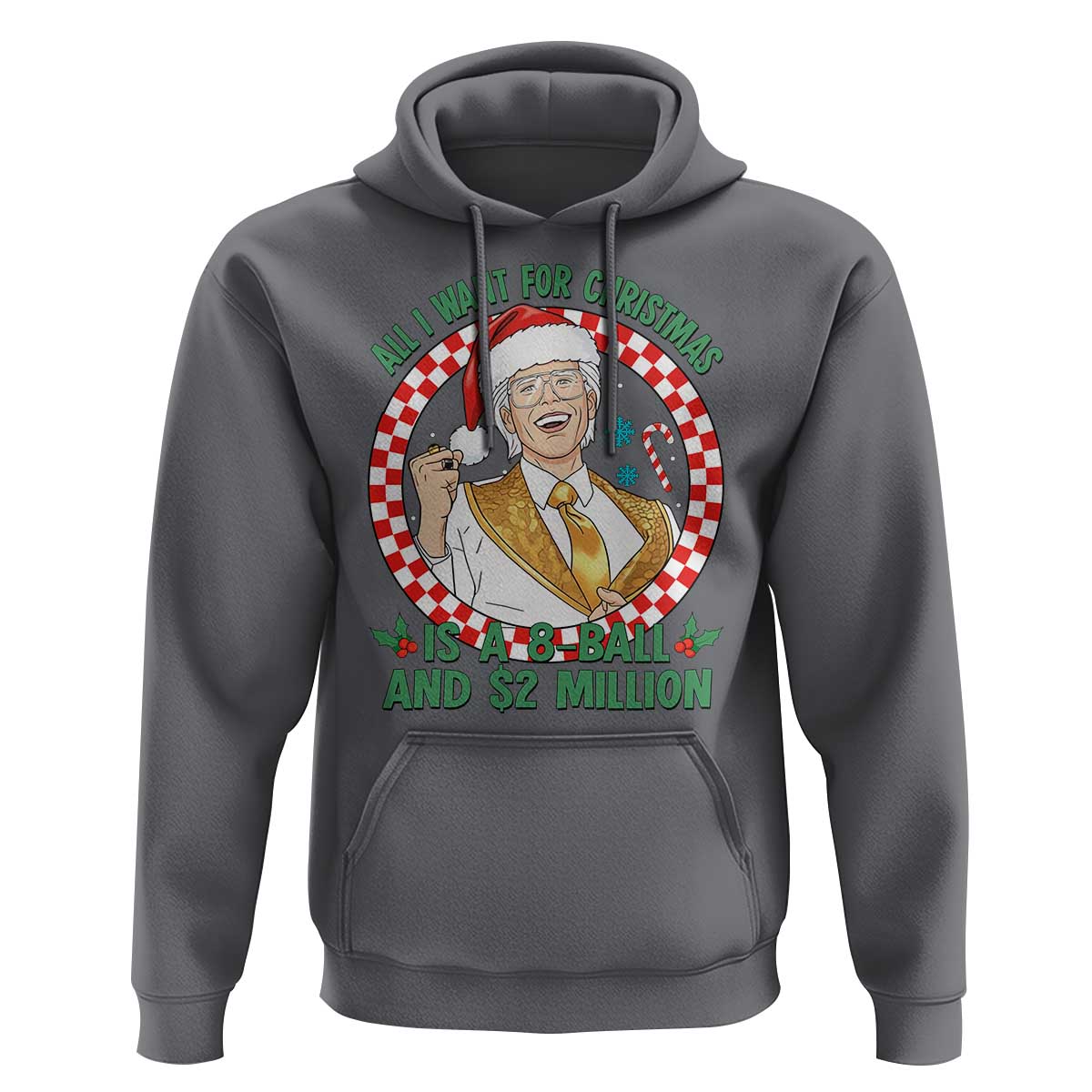 Funny Christmas Wish Billy Meme Hoodie A 8 Ball and 2 Million Dollars Baby Uncle Santa Hat - Wonder Print Shop