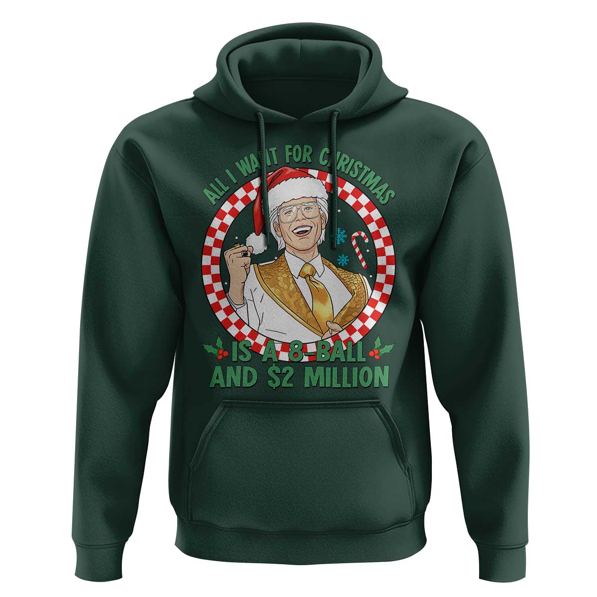 Funny Christmas Wish Billy Meme Hoodie A 8 Ball and 2 Million Dollars Baby Uncle Santa Hat - Wonder Print Shop