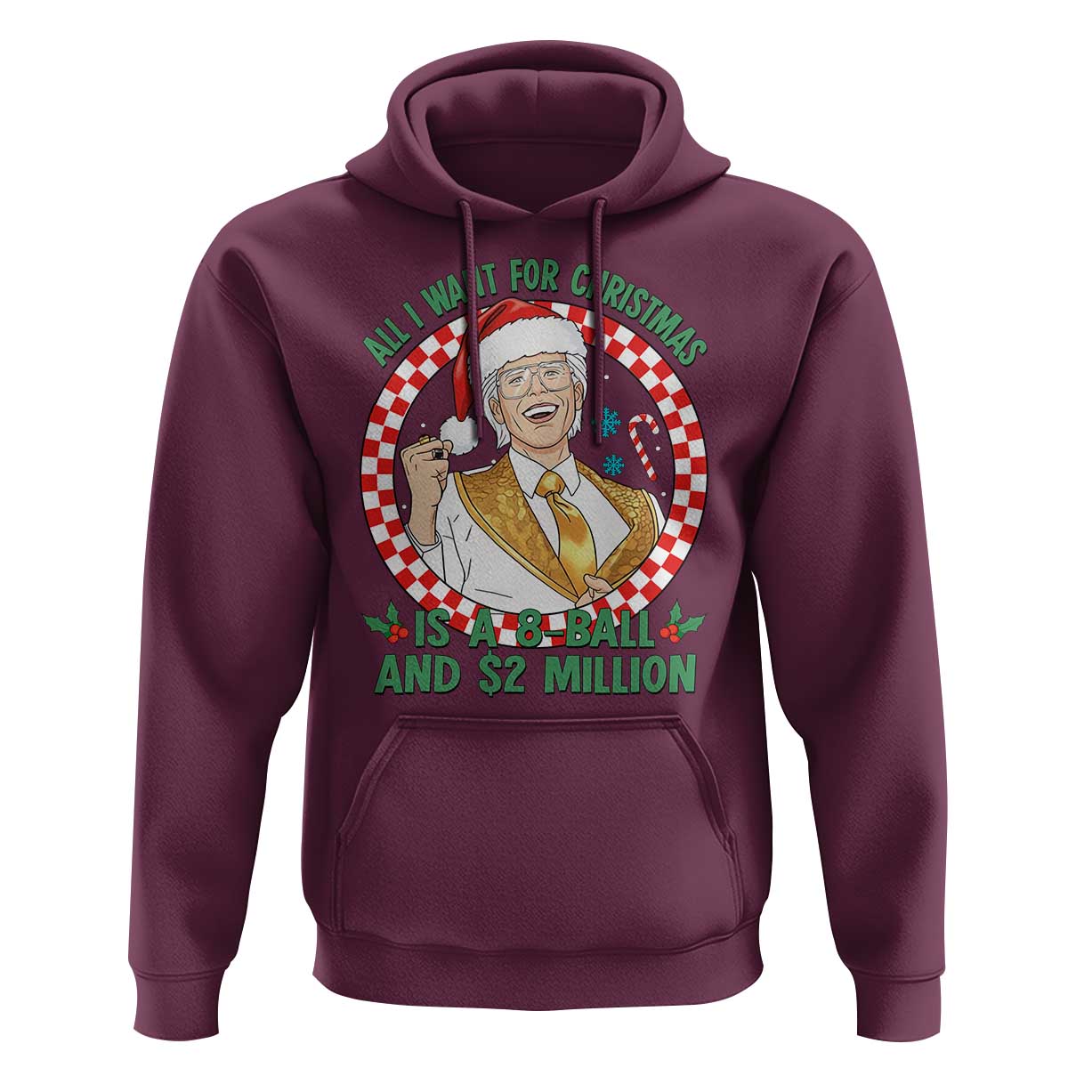Funny Christmas Wish Billy Meme Hoodie A 8 Ball and 2 Million Dollars Baby Uncle Santa Hat - Wonder Print Shop