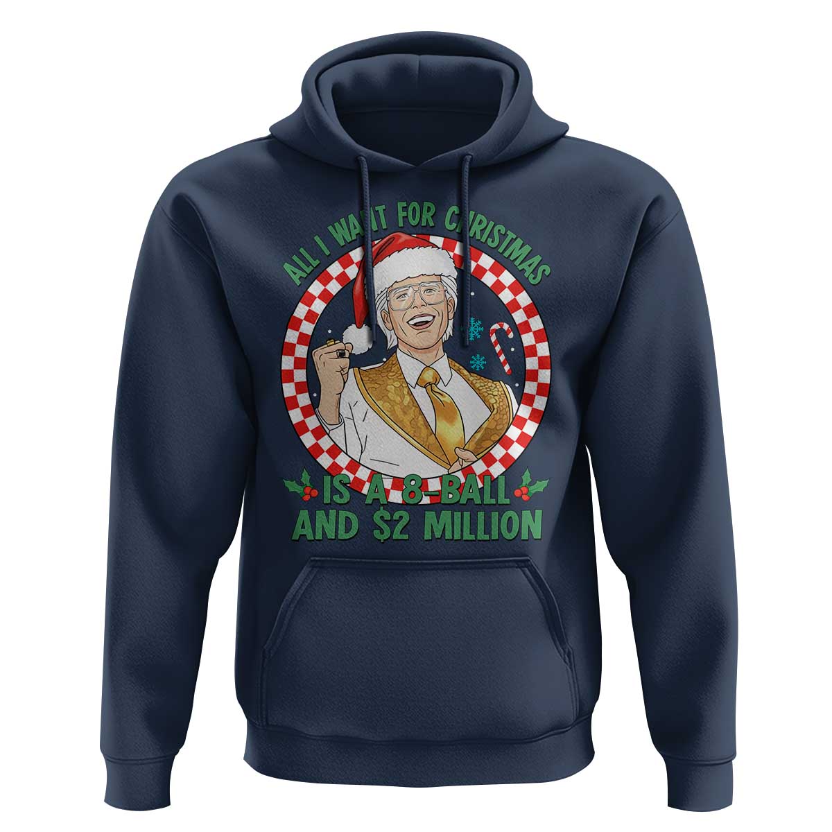 Funny Christmas Wish Billy Meme Hoodie A 8 Ball and 2 Million Dollars Baby Uncle Santa Hat - Wonder Print Shop