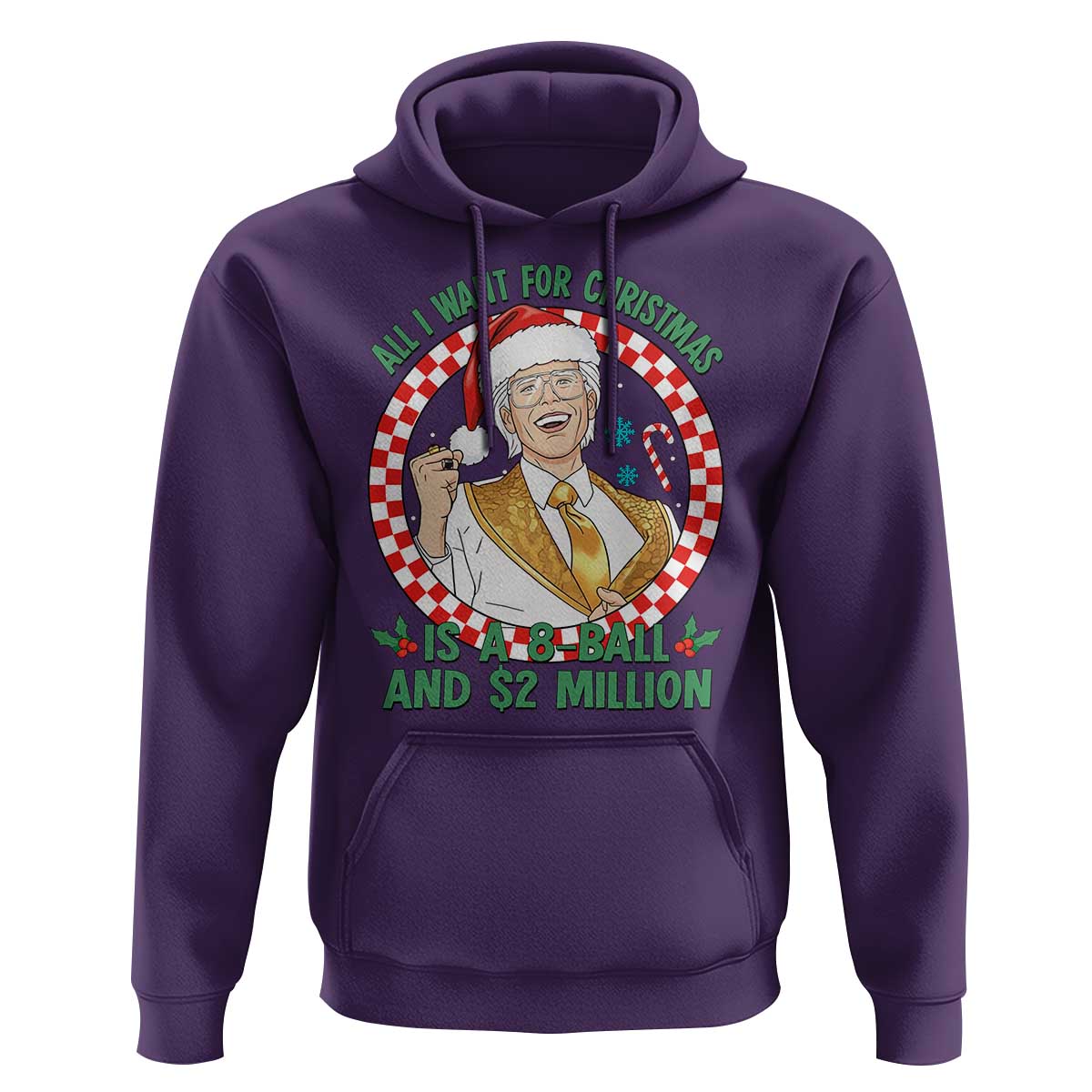 Funny Christmas Wish Billy Meme Hoodie A 8 Ball and 2 Million Dollars Baby Uncle Santa Hat - Wonder Print Shop