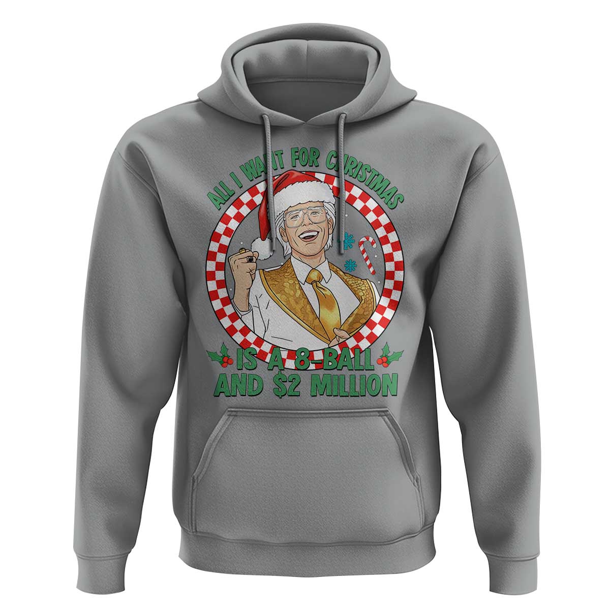 Funny Christmas Wish Billy Meme Hoodie A 8 Ball and 2 Million Dollars Baby Uncle Santa Hat - Wonder Print Shop