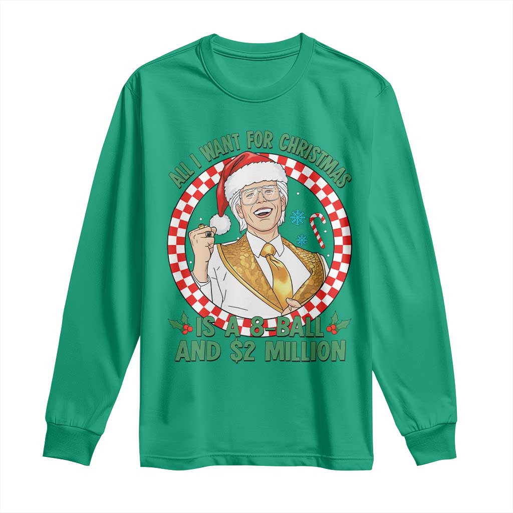 Funny Christmas Wish Billy Meme Long Sleeve Shirt A 8 Ball and 2 Million Dollars Baby Uncle Santa Hat - Wonder Print Shop