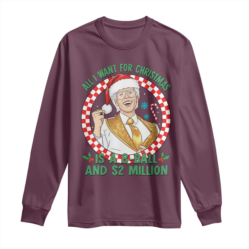 Funny Christmas Wish Billy Meme Long Sleeve Shirt A 8 Ball and 2 Million Dollars Baby Uncle Santa Hat - Wonder Print Shop