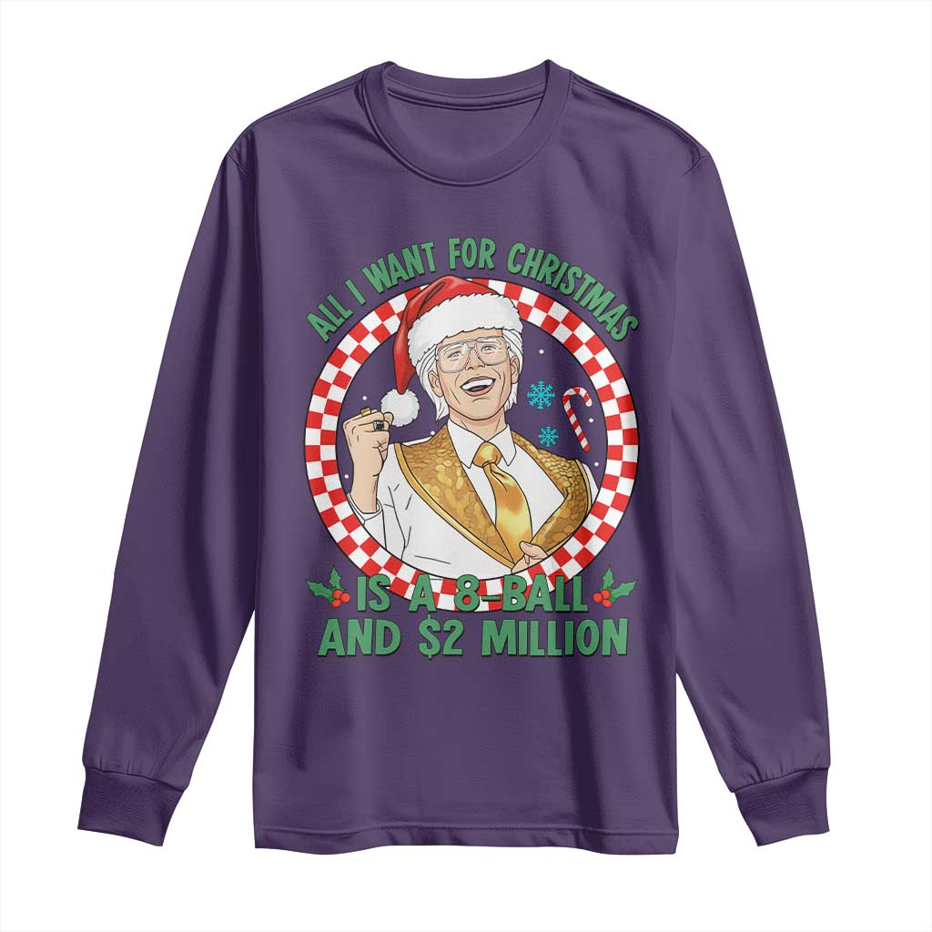 Funny Christmas Wish Billy Meme Long Sleeve Shirt A 8 Ball and 2 Million Dollars Baby Uncle Santa Hat - Wonder Print Shop