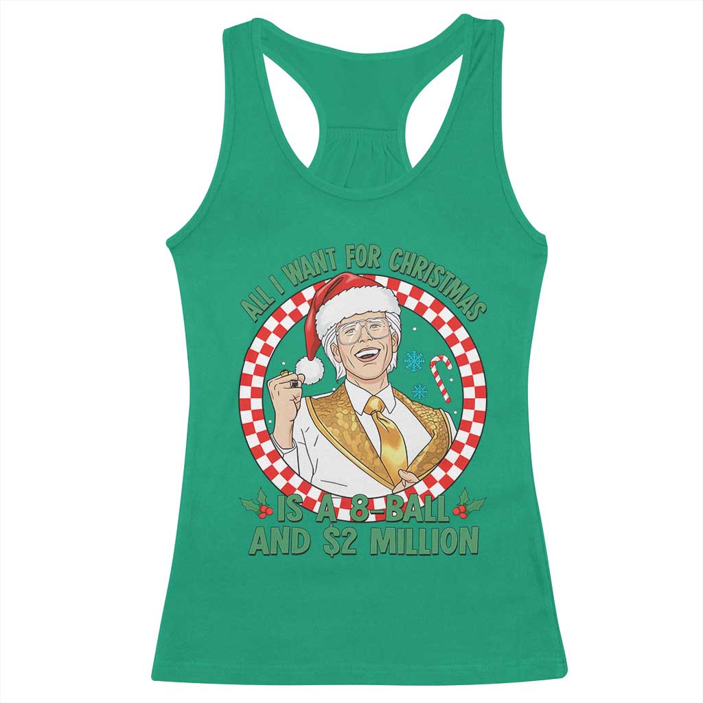 Funny Christmas Wish Billy Meme Racerback Tank Top A 8 Ball and 2 Million Dollars Baby Uncle Santa Hat - Wonder Print Shop